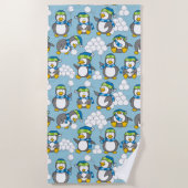 Achtergrond met kleine pinguïns strandlaken (Voorkant)