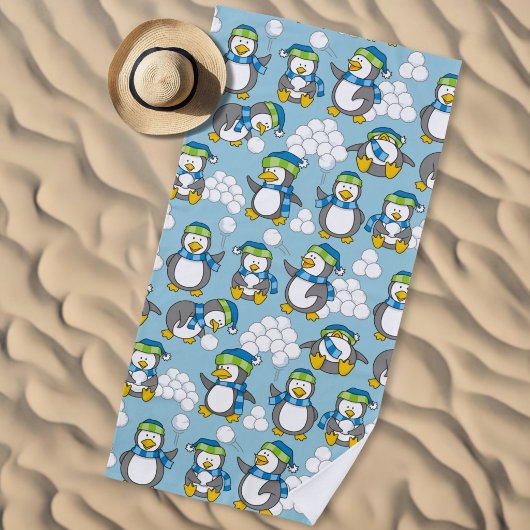 Achtergrond met kleine pinguïns strandlaken