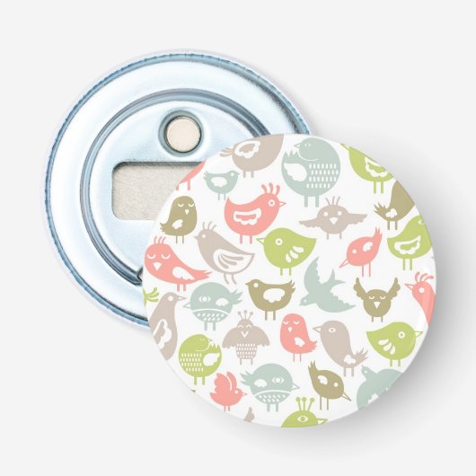 achtergrond met kleurrijke siervogels button flesopener (Voorkant)