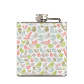 achtergrond met kleurrijke siervogels heupfles (Achterkant)