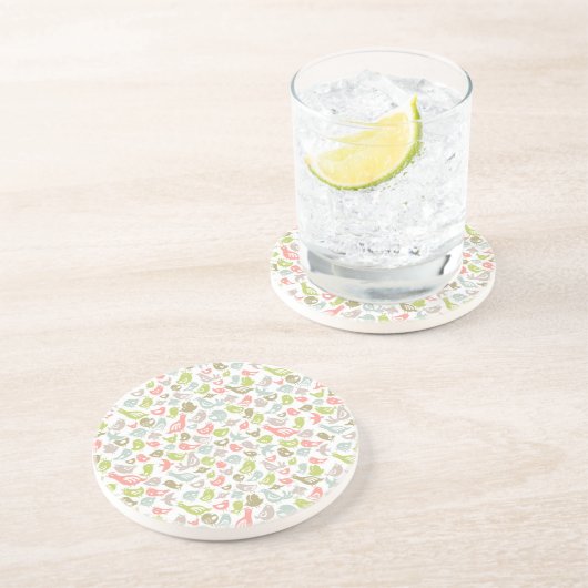 achtergrond met kleurrijke siervogels zandsteen onderzetter (Zijkant)