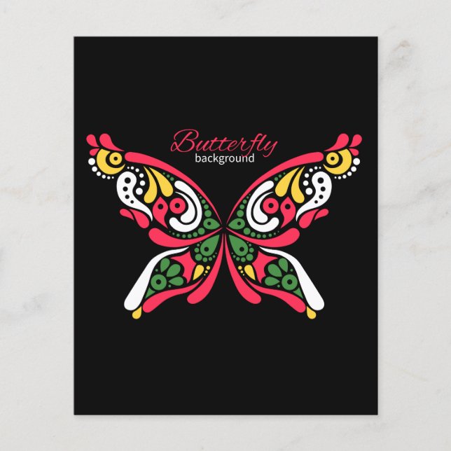Achtergrond met mooie vlinder. tattoo illust (Voorkant)