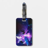 Achtergrond met nachtvliegen bagagelabel (Achterkant verticaal)