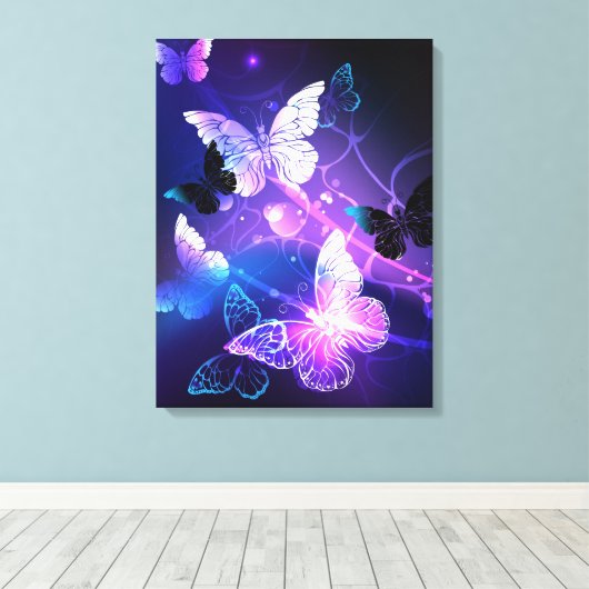 Achtergrond met nachtvliegen canvas afdruk (Insitu (Houten vloer))