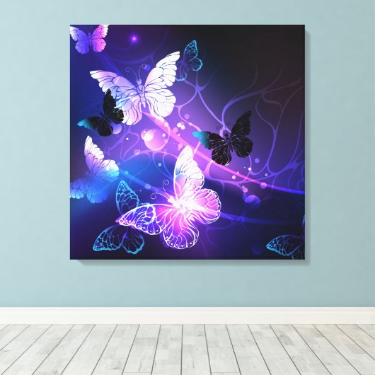 Achtergrond met nachtvliegen canvas afdruk (Insitu (Houten vloer))