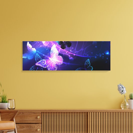 Achtergrond met nachtvliegen canvas afdruk (Insitu (Woonkamer))