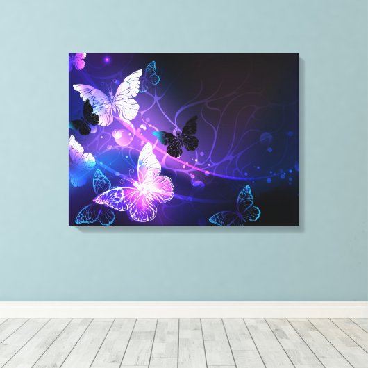 Achtergrond met nachtvliegen canvas afdruk (Insitu (Houten vloer))