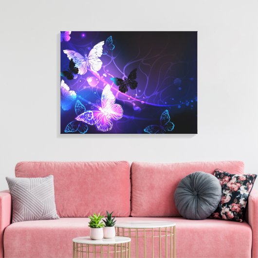 Achtergrond met nachtvliegen canvas afdruk (Insitu (Woonkamer))