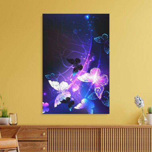 Achtergrond met nachtvliegen canvas afdruk (Insitu (Woonkamer))