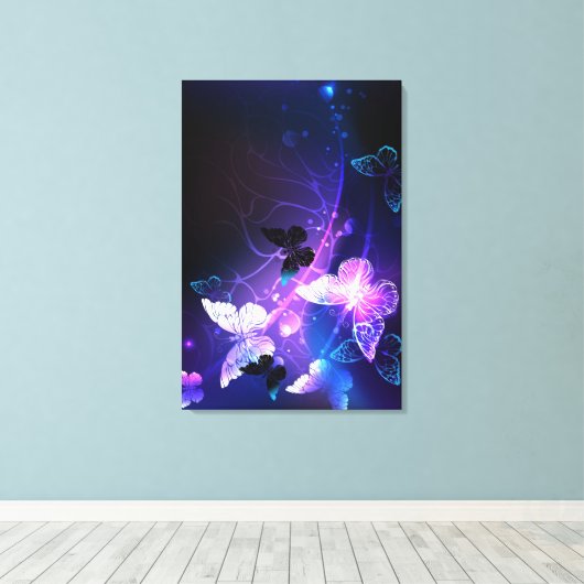 Achtergrond met nachtvliegen canvas afdruk (Insitu (Houten vloer))