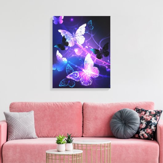 Achtergrond met nachtvliegen canvas afdruk (Insitu (Woonkamer))