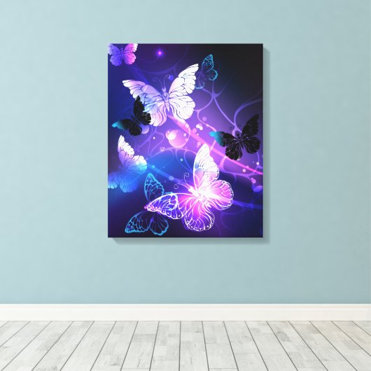 Achtergrond met nachtvliegen canvas afdruk (Insitu (Houten vloer))