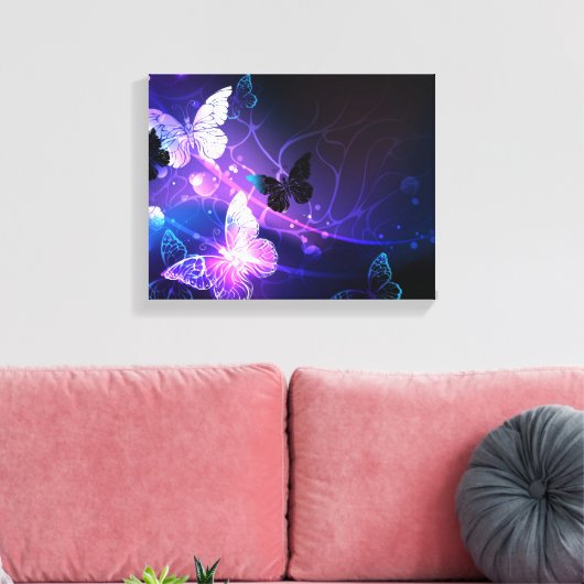 Achtergrond met nachtvliegen canvas afdruk (Insitu (Woonkamer))