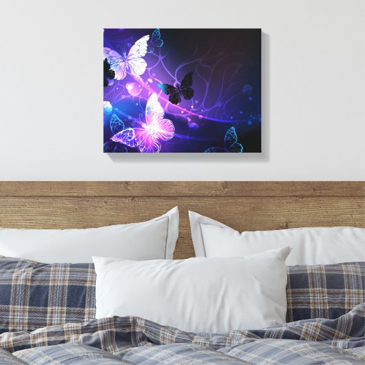 Achtergrond met nachtvliegen canvas afdruk (Insitu (Slaapkamer))