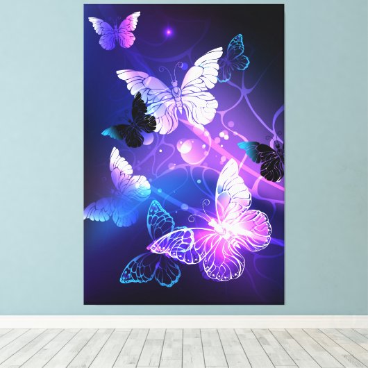 Achtergrond met nachtvliegen canvas afdruk (Insitu (Houten vloer))