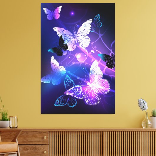 Achtergrond met nachtvliegen canvas afdruk (Insitu (Woonkamer))