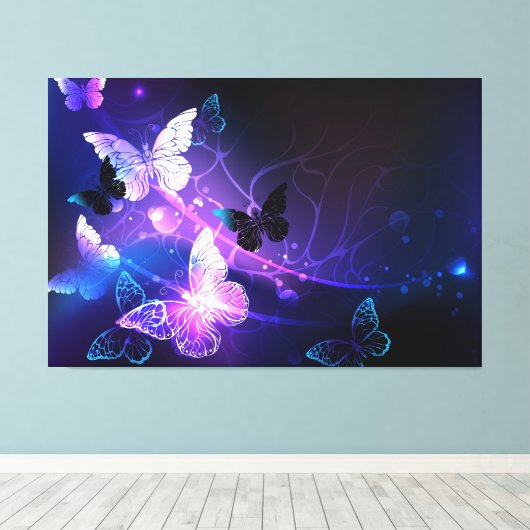 Achtergrond met nachtvliegen canvas afdruk (Insitu (Houten vloer))