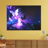 Achtergrond met nachtvliegen canvas afdruk (Insitu (Woonkamer))