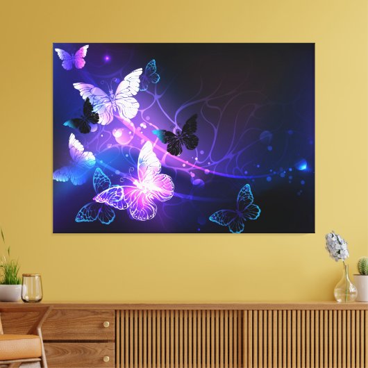 Achtergrond met nachtvliegen canvas afdruk (Insitu (Woonkamer))