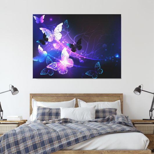 Achtergrond met nachtvliegen canvas afdruk (Insitu (Slaapkamer))