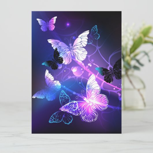 Achtergrond met nachtvliegen feestdagenkaart (Staand voorkant)