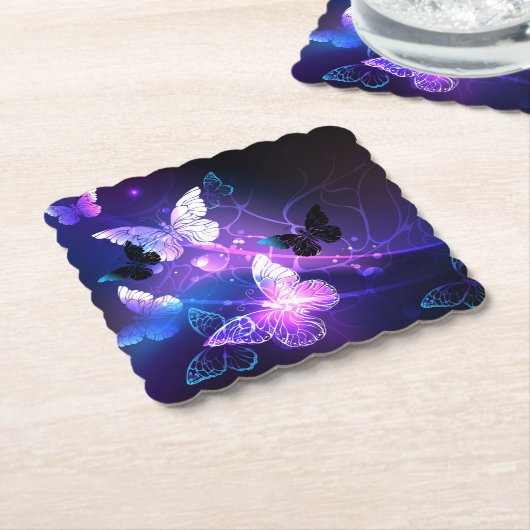 Achtergrond met nachtvliegen kartonnen onderzetters (Gebogen)