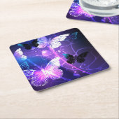 Achtergrond met nachtvliegen kartonnen onderzetters (Schuin)