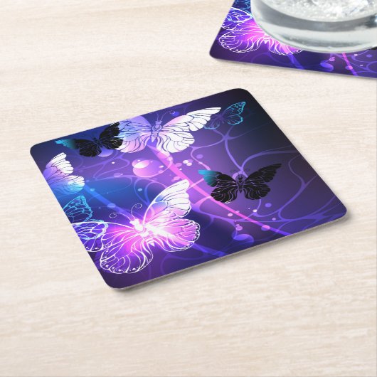 Achtergrond met nachtvliegen kartonnen onderzetters (Schuin)