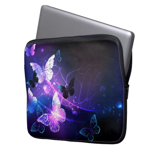 Achtergrond met nachtvliegen laptop sleeve (Voorkant Links)