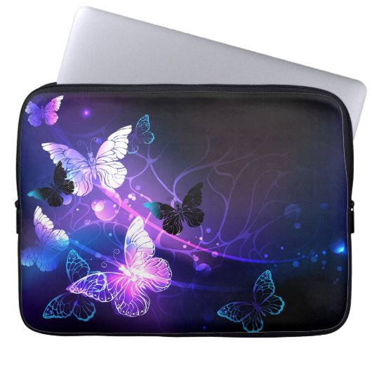 Achtergrond met nachtvliegen laptop sleeve (Voorkant)
