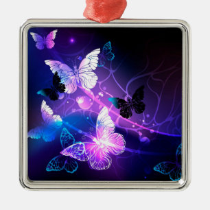 Achtergrond met nachtvliegen metalen ornament