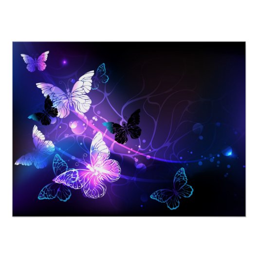 Achtergrond met nachtvliegen perfect poster (Voorkant)