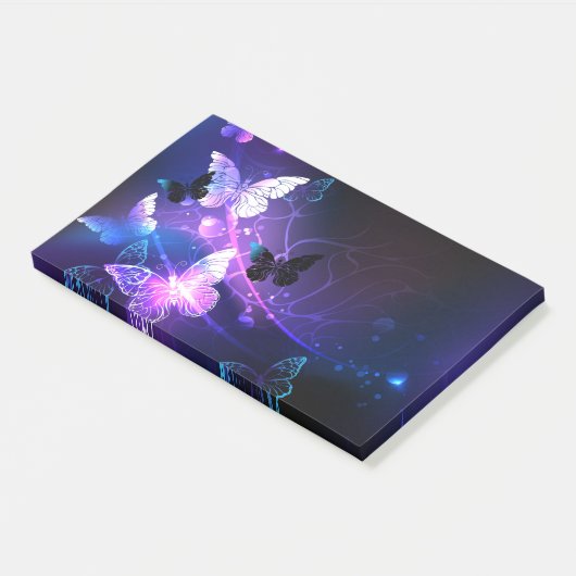 Achtergrond met nachtvliegen post-it® notes (Schuin)