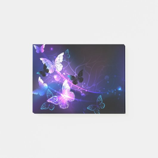 Achtergrond met nachtvliegen post-it® notes (Voorkant)