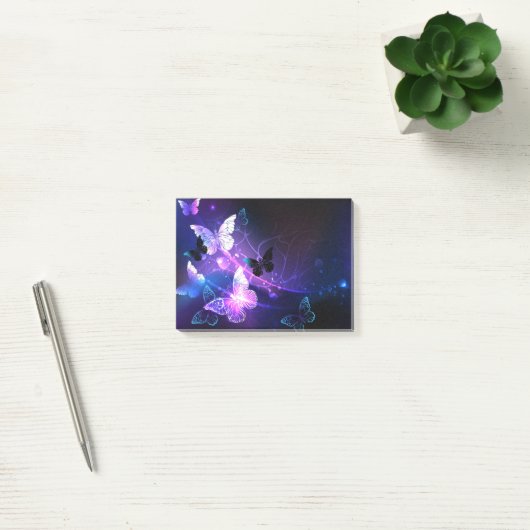 Achtergrond met nachtvliegen post-it® notes (Kantoor)