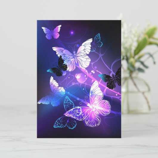 Achtergrond met nachtvliegen programmakaart (Staand voorkant)