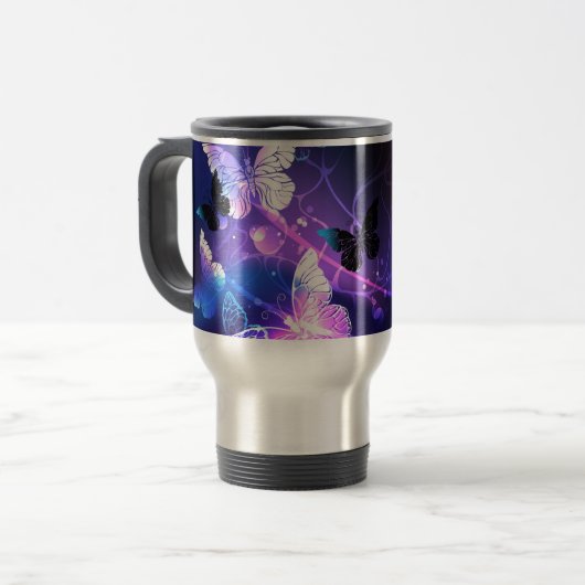 Achtergrond met nachtvliegen reisbeker (Voorkant links)