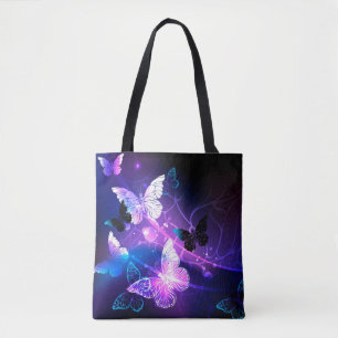 Achtergrond met nachtvliegen tote bag