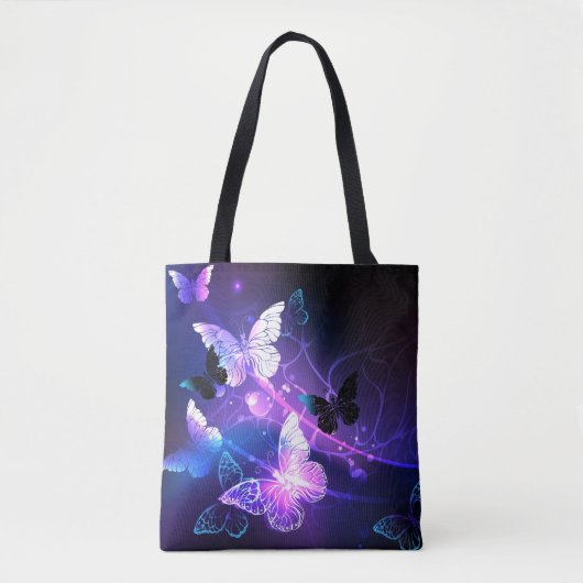 Achtergrond met nachtvliegen tote bag (Voorkant)