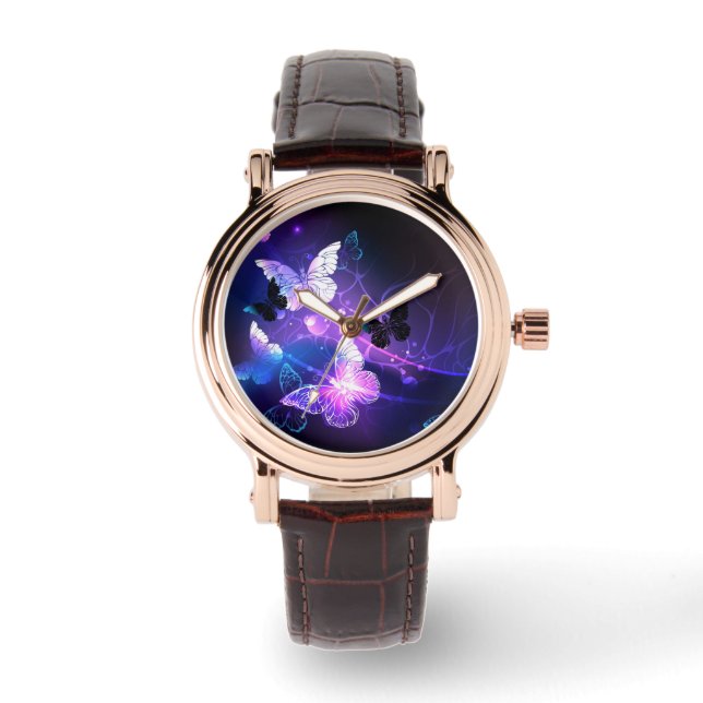 Achtergrond met Nachtvlinders Horloge (Voorkant)