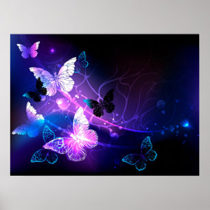 Achtergrond met nachtvlinders poster