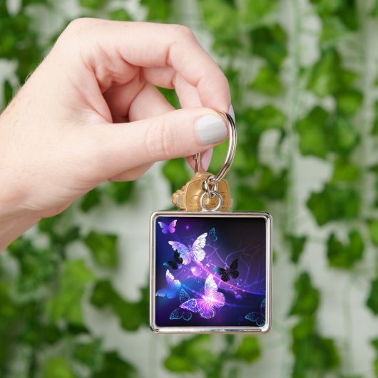 Achtergrond met nachtvlinders sleutelhanger (Hand)