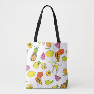 Achtergrond met sappige vruchten. Naadloos vruchte Tote Bag