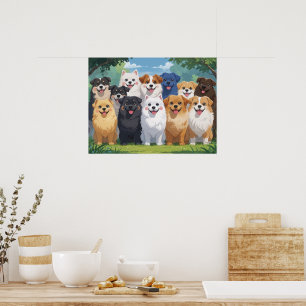 Achtergrond met schattige honden poster
