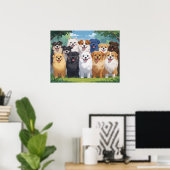 Achtergrond met schattige honden poster (Thuiskantoor)