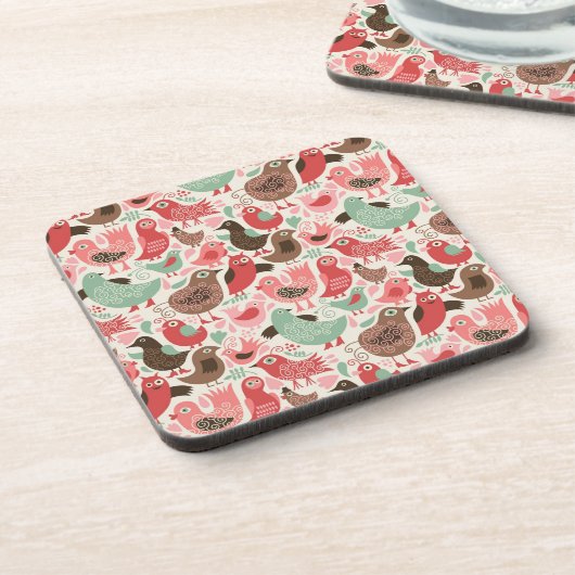 achtergrond met schattige vogels bier onderzetter (Linkerzijde)