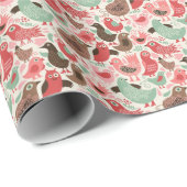 achtergrond met schattige vogels cadeaupapier (Rol Hoek)