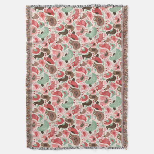 achtergrond met schattige vogels deken (Voorkant Verticaal)