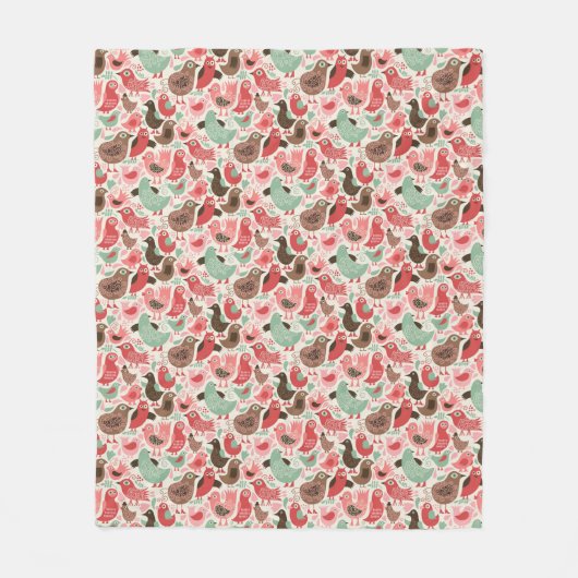 achtergrond met schattige vogels fleece deken (Voorkant)