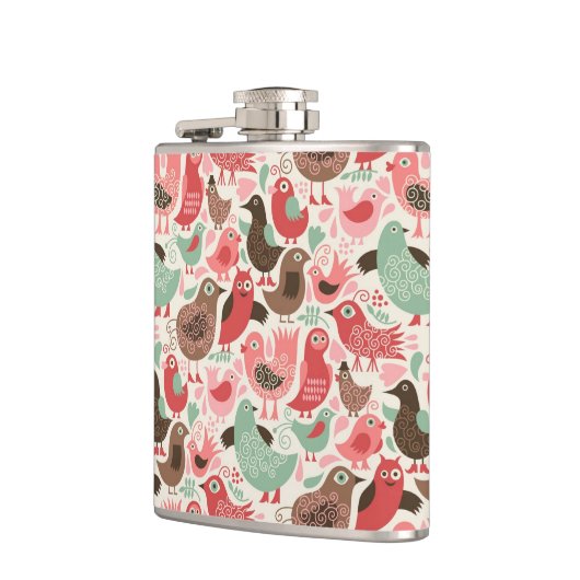 achtergrond met schattige vogels heupfles (Links)